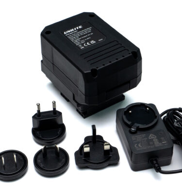 UNILITE branded battery kits for MTB site lights - including charger and adaptor